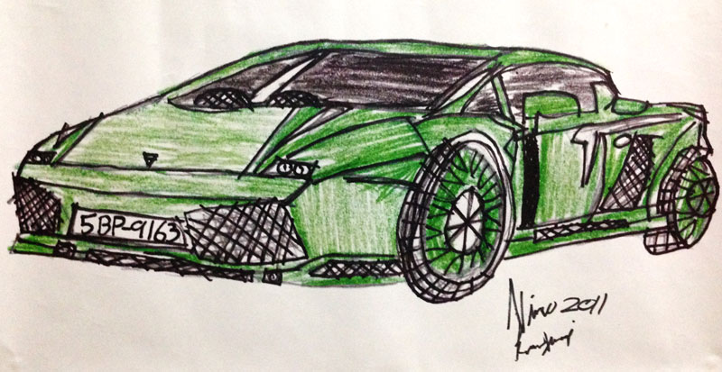 Green Car Sketch